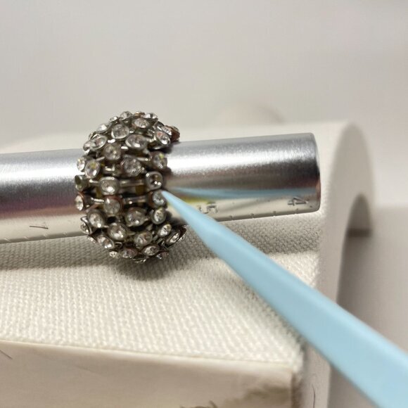 Rhinestone Stretch Cocktail Ring One‎ Size Sparkle Shine Bling Fairy Vintage - Picture 11 of 13